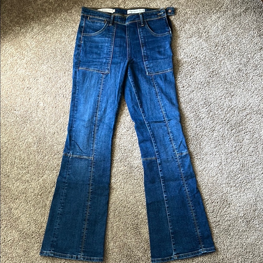 Pilcro and the Letterpress Blue Flare Wide Leg Jeans